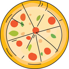 Cheese Pizza Cartoon in Cute Hand-Drawn Doodle Style for Kids, Fun Clipart for Creative Projects and Learning Materials