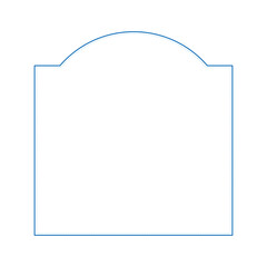 シンプルでかわいい青色の窓型フレームイラスト