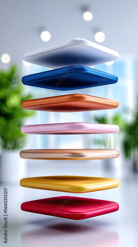 Poster floating square cards with soft frosted transparency
