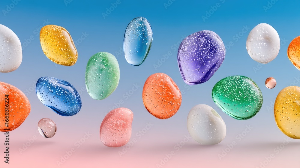 Fototapete floating translucent pastel blobs with depth