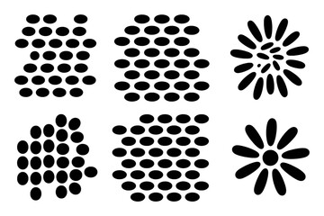 Abstract Black and White Oval and Flower Shapes