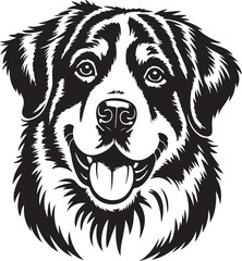 Bernese Mountain Dog Face Vector Illustration with Detailed Fur Texture Art
