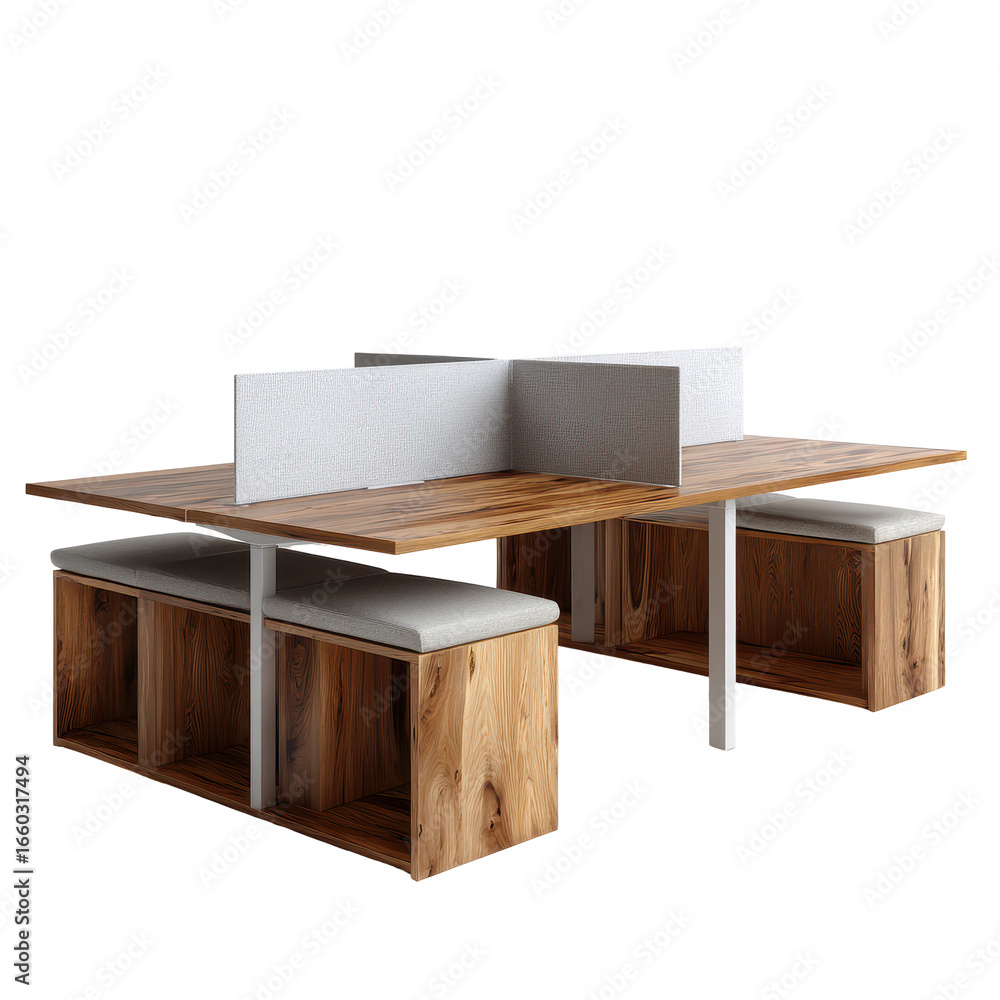 Poster office table with partition isoleted on transparent background .