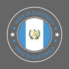 Guatemala Made in Stamp in circle with flag Vector template on white background