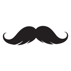 Classic black mustache icon symbol for gentlemen style and facial hair fashion