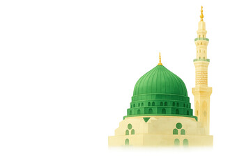 masjid nabawi, green dome mosque, prophet mosque madinah, masjid nabawi dome, islamic holy mosque, madinah mosque illustration, masjid nabawi art, mosque clipart, islamic vector mosque, muslim holy pl © Umbreen