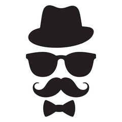 Gentleman s silhouette accessories isolated on white background