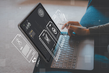 Real estate business concept,Digital transaction,insurance protection with smart contract and e...