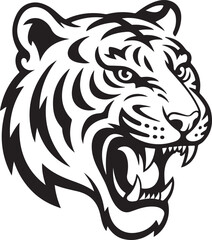 Obraz premium Fierce Tiger Head Vector Illustration with Aggressive Expression and Style