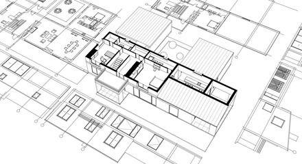 Fototapeta premium house sketch plan 3d rendering 