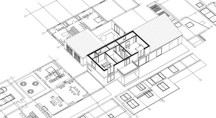 house sketch plan 3d rendering	

