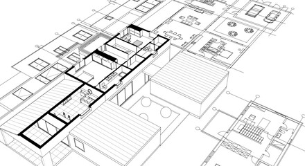 house sketch plan 3d rendering	
