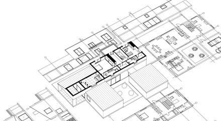 house sketch plan 3d rendering	
