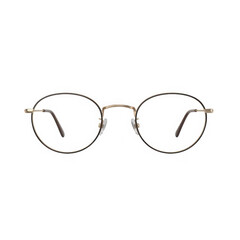 Fototapeta premium A pair of round, metalframed eyeglasses with thin wire rims and clear lenses, isolated on a transparent background
