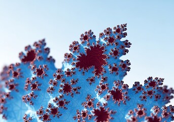 Explore the mesmerizing depths of a beautiful fractal composition with complex, organic-like structures in shades of blue and red, perfect for abstract art enthusiasts.