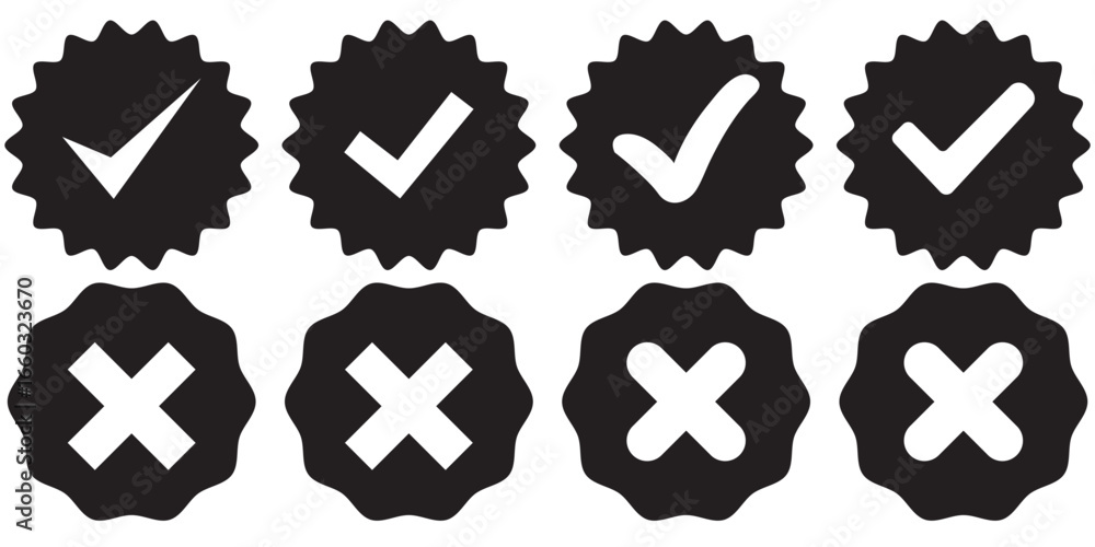 Canvas Prints green checkmark icons for approval and verification