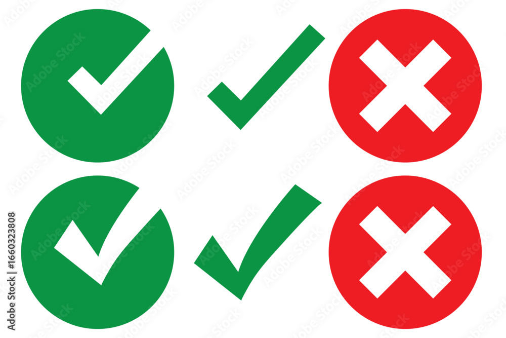 Poster green checkmark icons for approval and verification
