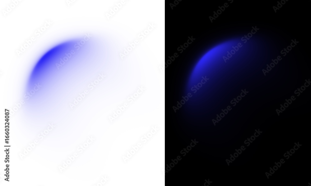 Poster abstract blue light flare overlay. soft glowing orb with radial gradient effect for dark and light b