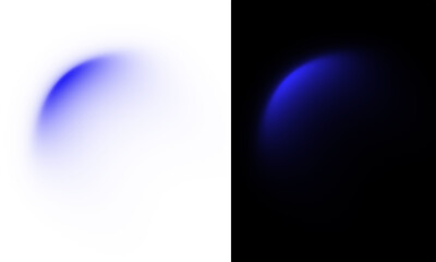 Abstract blue light flare overlay. Soft glowing orb with radial gradient effect for dark and light backgrounds.
