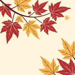 Autumn leaves frame a soft cream background perfect for seasonal design