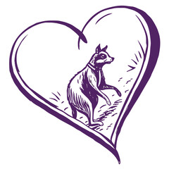 Simple bold purple heart centered on white background