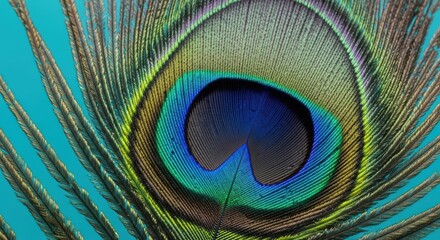 Obraz premium Peacock Feather Close-Up Vivid Colors and Intricate Details