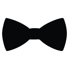 Black bow tie silhouette isolated on white background