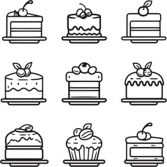 Key Lime Pie Black Line Editable Icons set