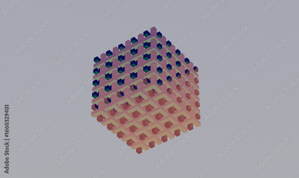 Fototapete a creative 3d geometric design of a cube, using colorful gradients and a unique pattern, showcasing 