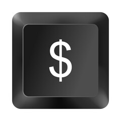 Keyboard Key $ – Dollar Sign Button Isolated on White Background 