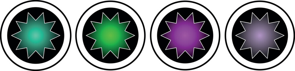 Premium Star Symbol Collection in Gradient Style with Circular Centerpieces – Vector Icons for Logos, Illustrations, and Branding