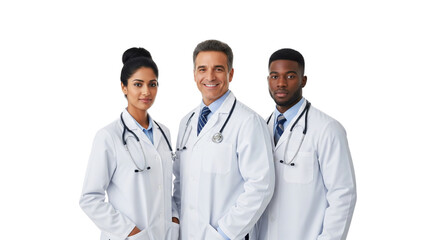 Dedicated and Diverse Medical Professionals: Confident Healthcare Team Portrait on White Background