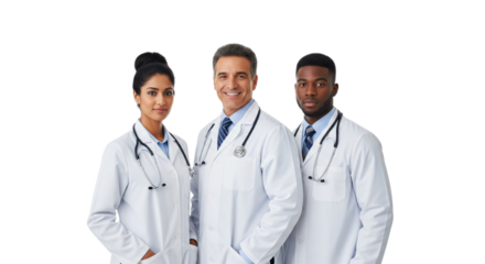 Dedicated and Diverse Medical Professionals: Confident Healthcare Team Portrait on White Background