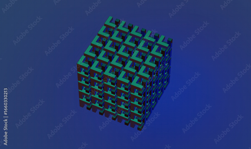 Aufkleber a stunning 3d cube structure with an intricate design, showcasing a unique geometric pattern