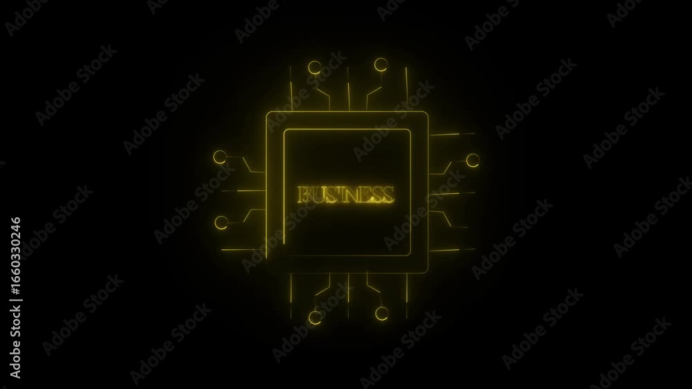 Aufkleber animated yellow color square microchip with circuit lines. futuristic business microchip design. ele