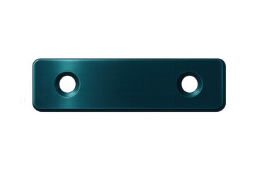 Fototapeta premium Rectangular brushed metal plate with two holes, isolated on transparent background, ideal for industrial and mechanical projects