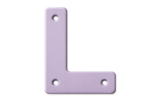 Purple metallic l-shaped bracket with perforated design, showcasing industrial strength and sleek metallic finish against transparent backdrop