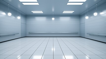 Minimalist empty room with light colors emphasizing simplicity and space efficiency