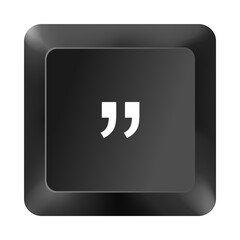 Computer Keyboard Button Right Quotation Marks Key Isolated on White Background