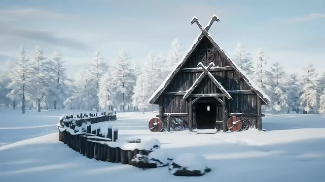 Snowy winter longhouse