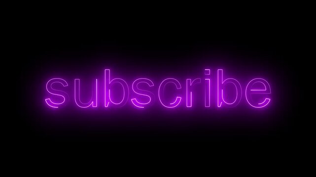 SUBSCRIBE Text Neon Glowing Animation on a transparent background.