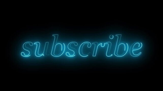 Glowing neon text subscribe button animation. Subscribe clip text animation for social media.