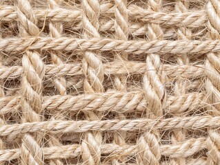 Fototapeta premium Natural fiber rope texture showcasing weaving technique conducted in a textile workshop