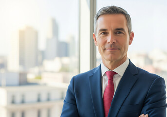 Fototapeta premium A portrait of a smiling businessman