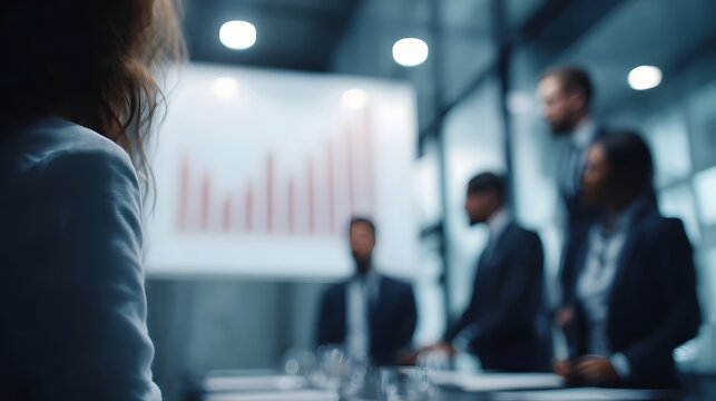Business team in a meeting room discussing charts and data - Powered by Adobe
