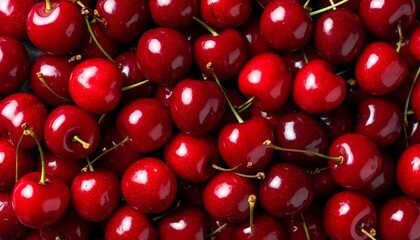Ripe Red Cherries Closeup.