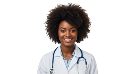 Portrait of a Smiling African American Female Doctor with Stethoscope