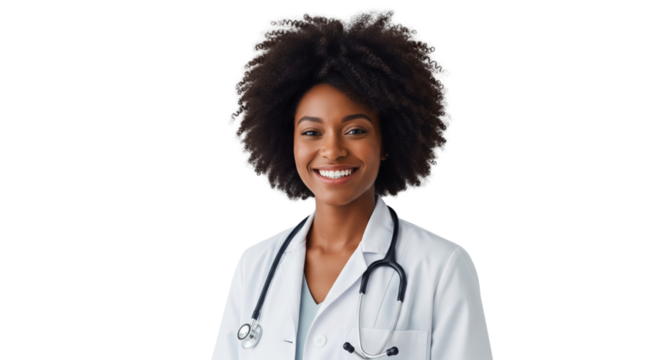 Confident and Compassionate African American Doctor Portrait with Stethoscope