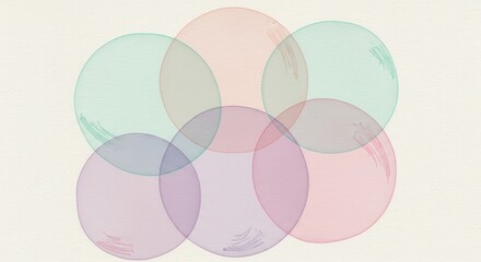 An abstract background of soft, overlapping transparent watercolor circles on paper.