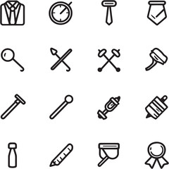 Lapel Pin black Line Editable Icons set